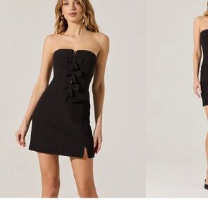 Astr Black Asymmetrical Strapless Bodycon Dress